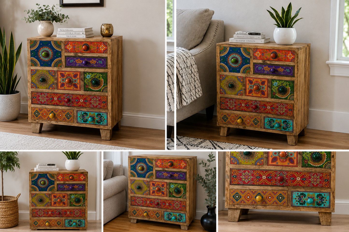 The Eliza Nightstand - Botanical Carved Nightstand