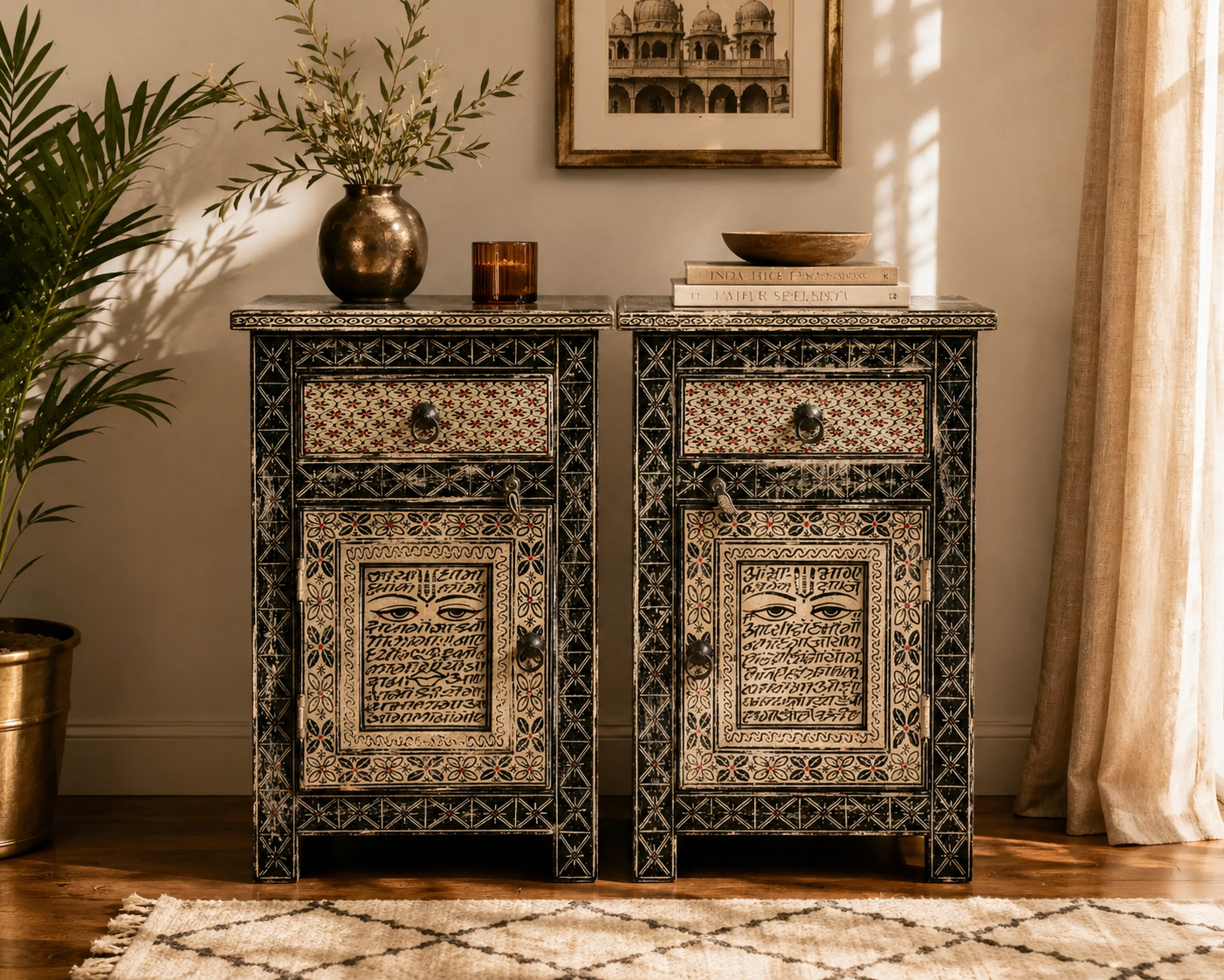 The Margot Nightstand - Vintage Floral Nightstand