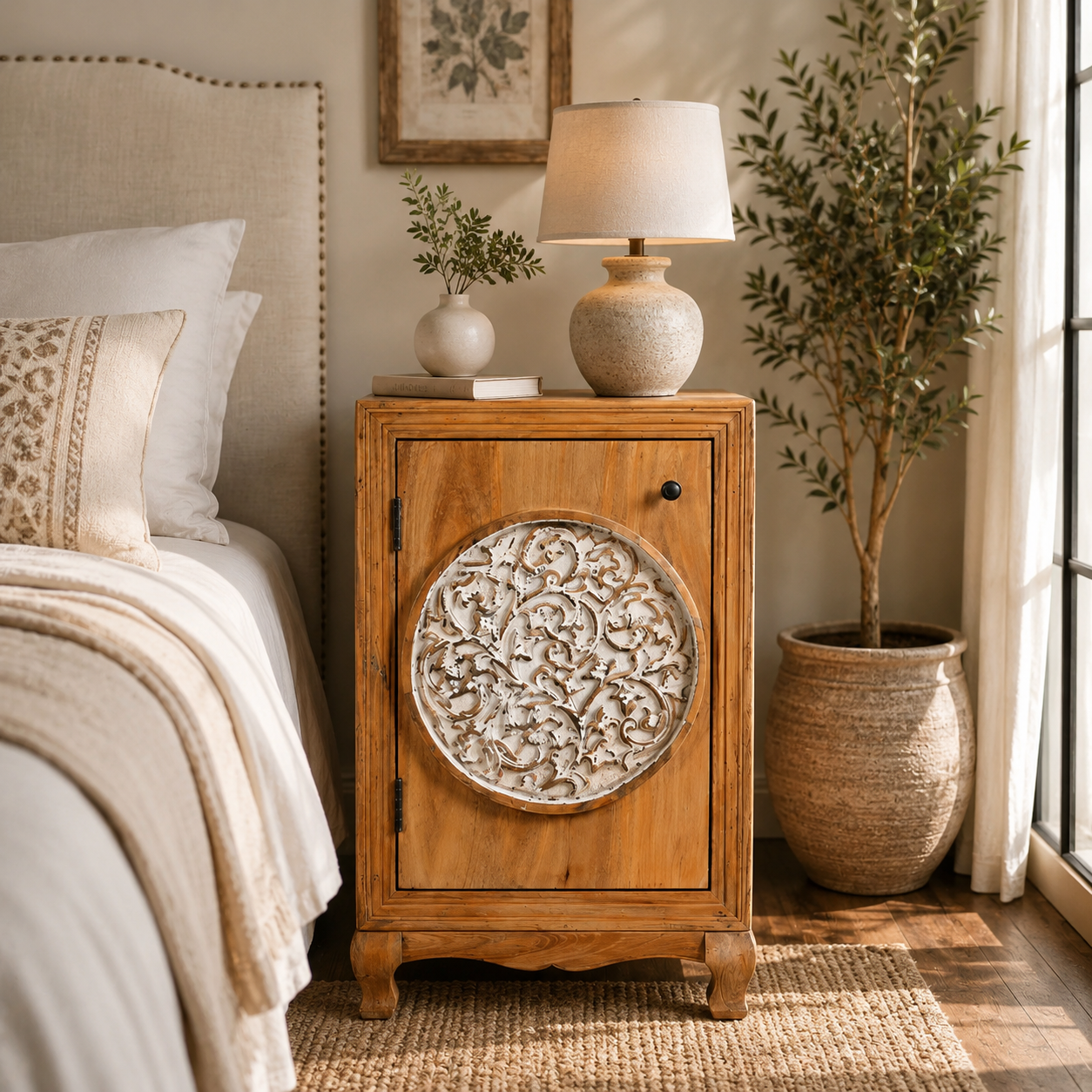 The Winston Nightstand - Regal Carved Nightstand
