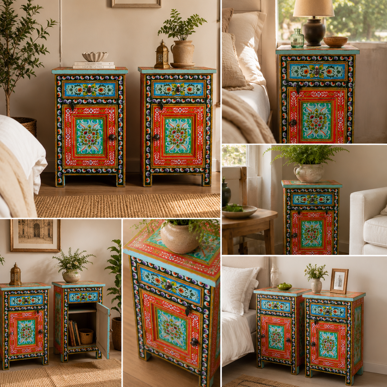 The Charlotte Nightstand - Artisan Floral Nightstand