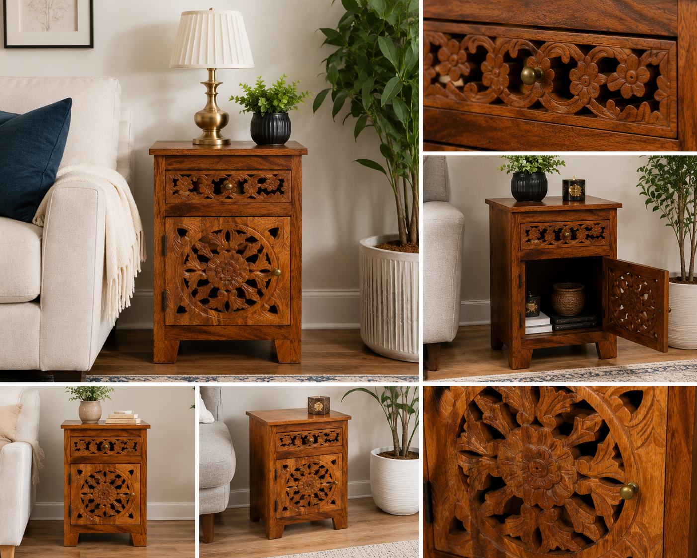The Violet Nightstand - Boho Floral Nightstand