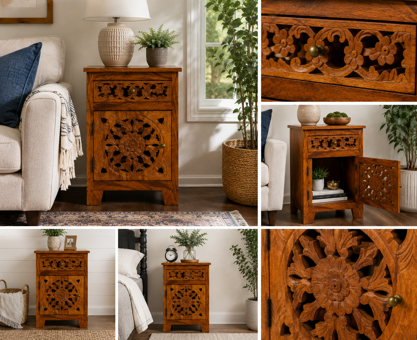 The Violet Nightstand - Boho Floral Nightstand