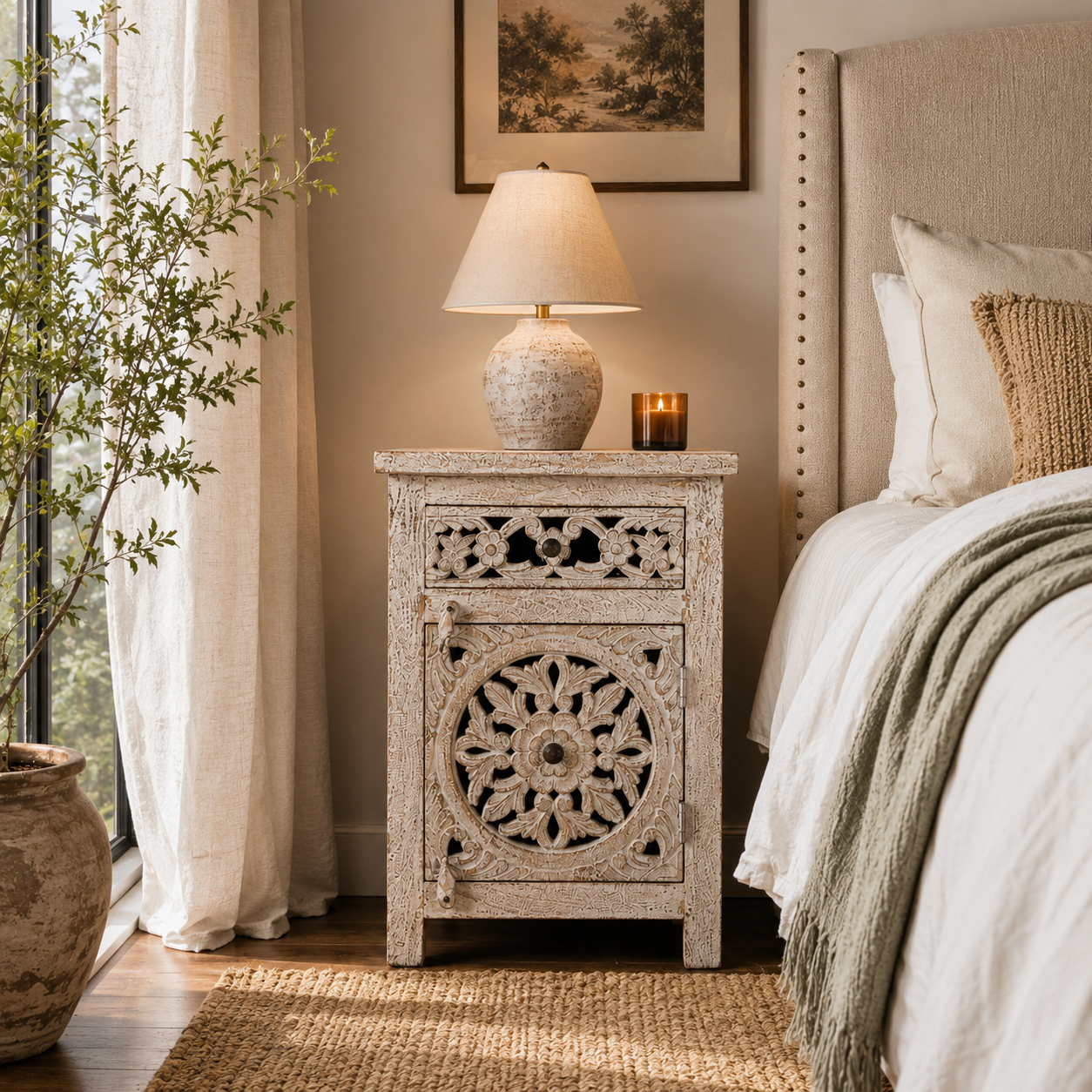 The Clara Nightstand - Elegant Bloom Nightstand