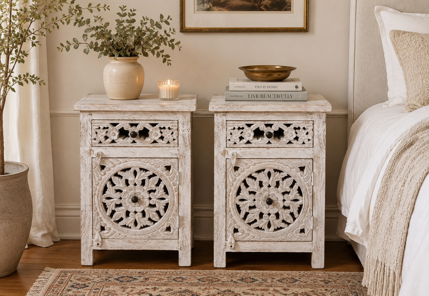 The Clara Nightstand - Elegant Bloom Nightstand