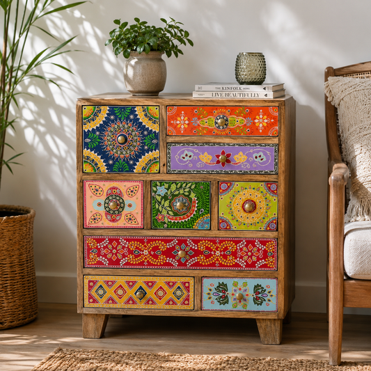 The Eliza Nightstand - Botanical Carved Nightstand