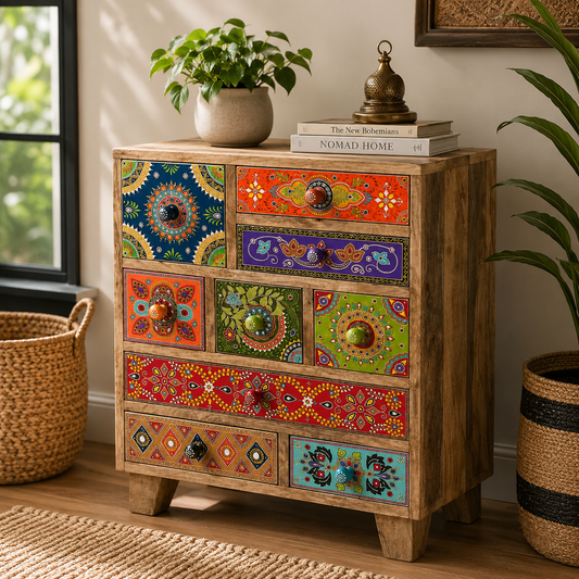The Eliza Nightstand - Botanical Carved Nightstand