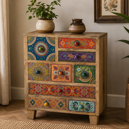 The Eliza Nightstand - Botanical Carved Nightstand