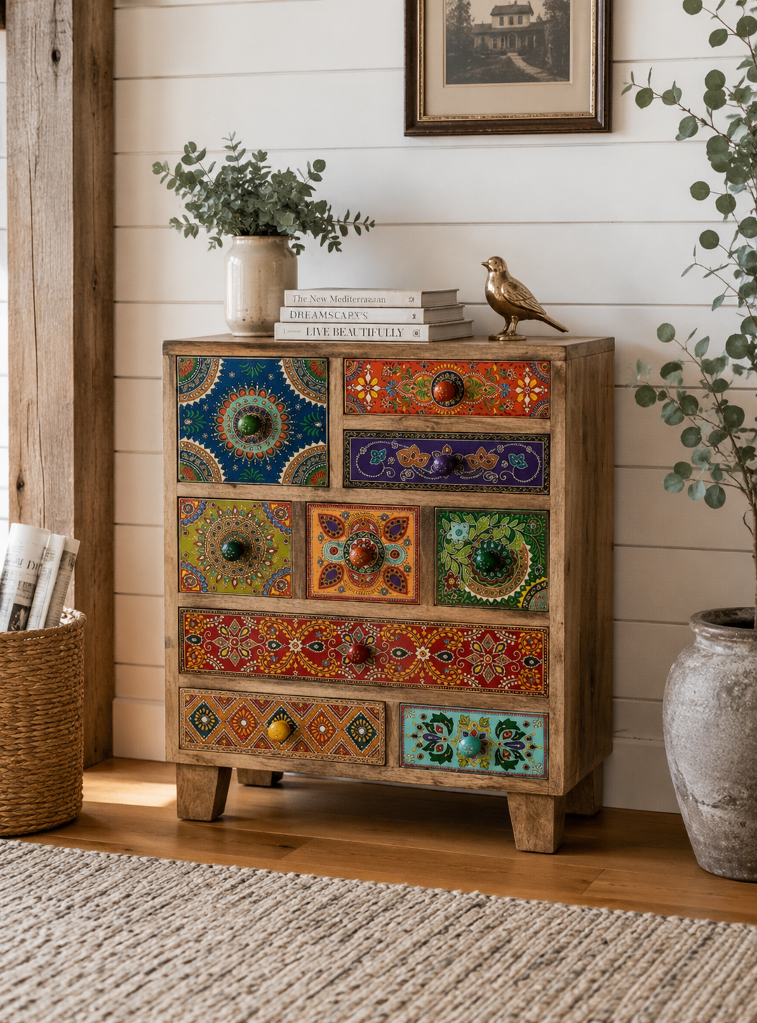 The Eliza Nightstand - Botanical Carved Nightstand