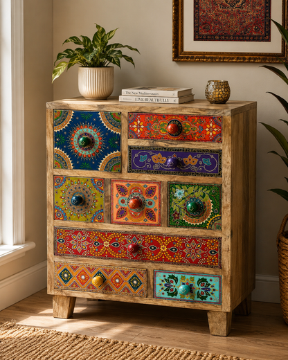 The Eliza Nightstand - Botanical Carved Nightstand