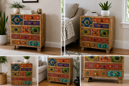 The Eliza Nightstand - Botanical Carved Nightstand