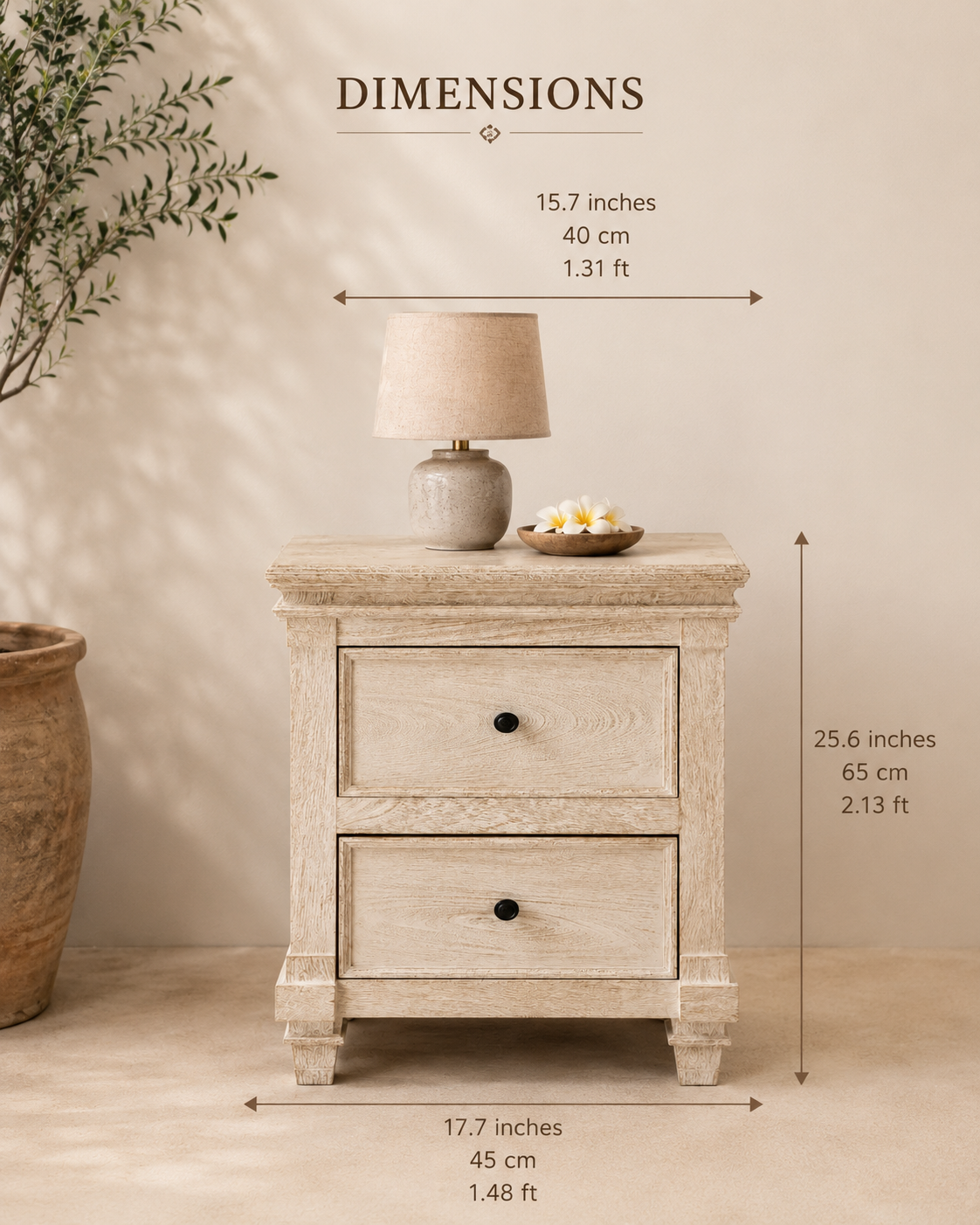 The Amelia Nightstand - Elegant Carved Nightstand