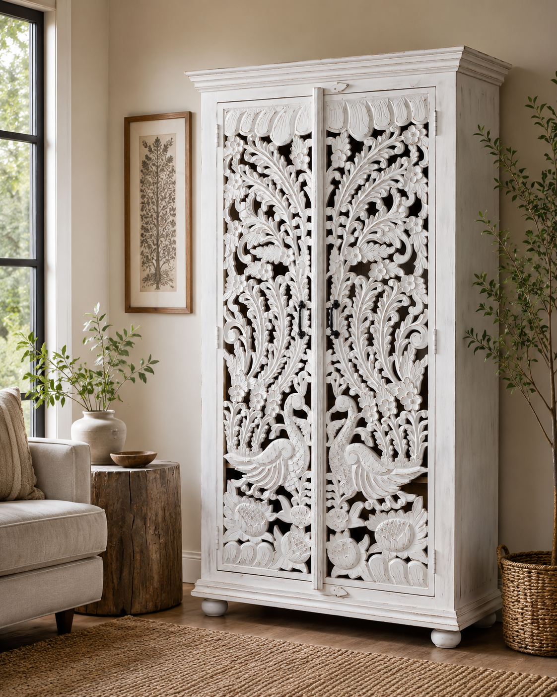 The Winston Wardrobe - Majestic Carved Wardrobe